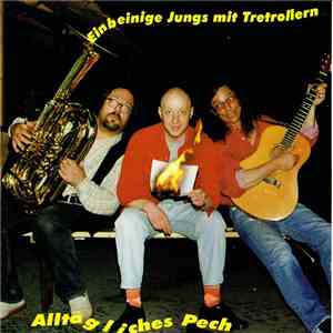 Einbeinige Jungs mit Tretrollern - Alltägliches Pech