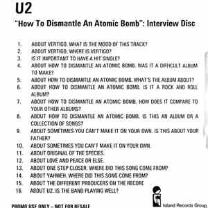 U2 - How To Dismantle An Atomic Bomb: Interview Disc