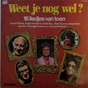 Various - Weet Je Nog Wel? 16 Liedjes van Toen