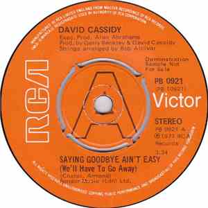 David Cassidy - Saying Goodbye Ain't Easy (We'll Have To Go Away)